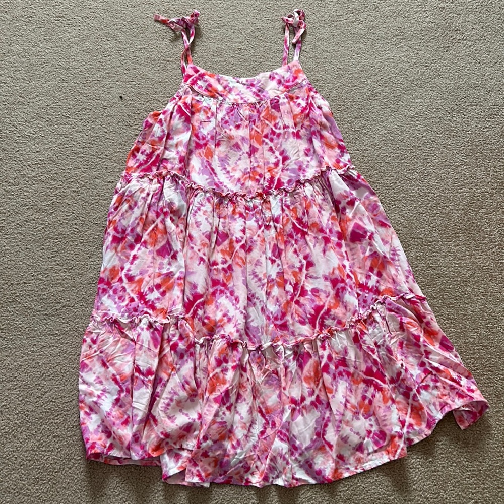 Girls, pink tie dye summer dress